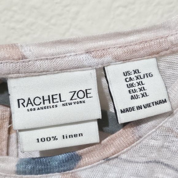 Rachel Zoe Floral Linen Top Womens Size XL Dolman Button Back Multicolor - Picture 5 of 7